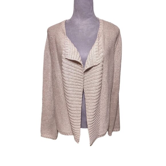 Chicos Open Front Metallic Sweater Shawl Collar Cardigan Size 2 (Large) - Picture 1 of 6